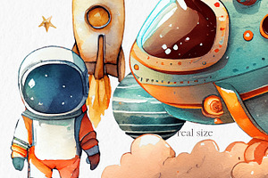 Cute Astronaut Watercolor Clipart