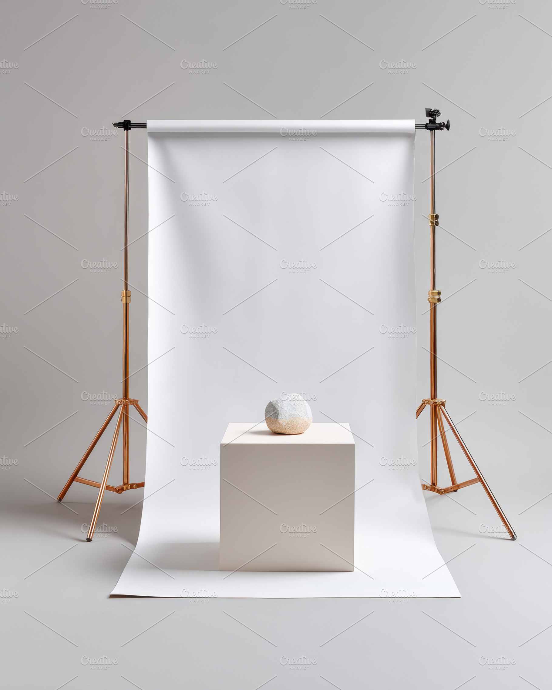 Minimalist studio setup with stone object, an Arts & Entertainment Photo by AlyaAnd