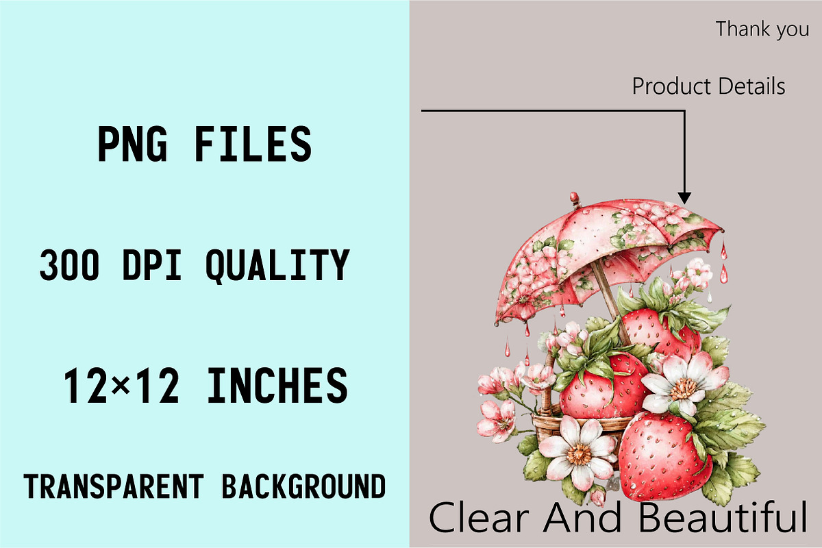 Whimsical Spring Strawberry Clipart, an Illustration by SVGArt (Photo 8 of 9)