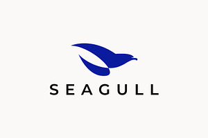 Seagull Logo Blue Fly Bird Abstract, a Branding & Logo Template by Signatoro