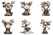 Funny Christmas Reindeer Clipart, an Illustration by designcity5 (Thumbnail 3 of 5)