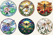 Dragonfly Stained Glass Clipart, an Illustration by OK Design (Thumbnail 5 of 5)