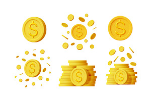 Golden dollar coin illustration with, a Finance Illustration by Abscent