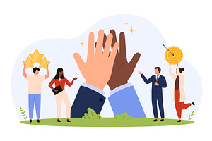 Diverse Team High Five Success, a Person Illustration by Flashvector