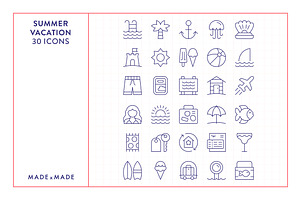 Summer Vacation Line Icons