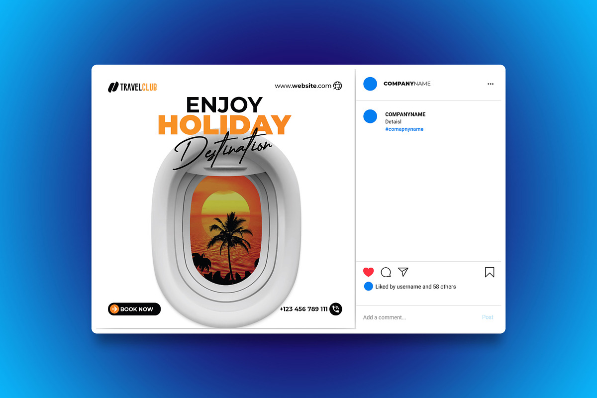 Travel and Tourism Social Media Post, a Social Media Template by designSultan (Photo 3 of 3)