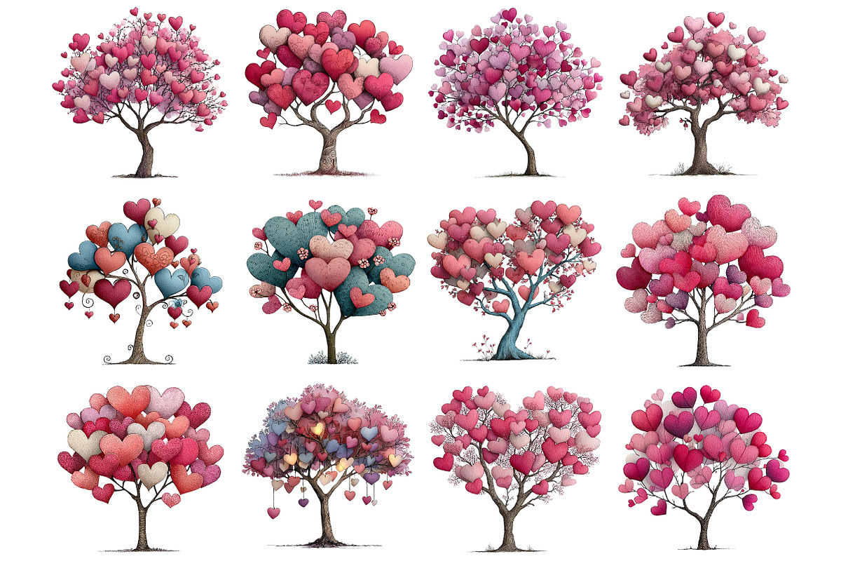 Quirky Valentine Day Tree Clipart, an Illustration by DreamArtGraphic (Photo 2 of 4)