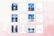 Snowy Dreams Winter Coloring Bundle, a Seasonal Illustration by Daffodil Dream Studio (Thumbnail 3 of 10)