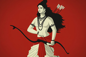 Happy Ram Navami illustration of Lord Rama holding bow with arro, a Holiday Photo by José Manuel Gelpi