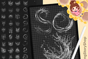 160 Splashes Water Procreate Stamps, a Brush Add-On by DrawingStoryShop (Thumbnail 1 of 8)