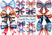 Red White Blue Coquette Bow Clipart, a Seasonal Illustration by Rose Art (Thumbnail 1 of 4)