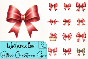 Festive Christmas Bow Clipart, an Illustration by CrexoraLab