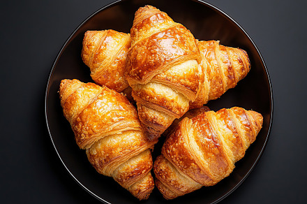 French pastry croissants, fresh baked, a Food & Drink Photo by AlyaAnd