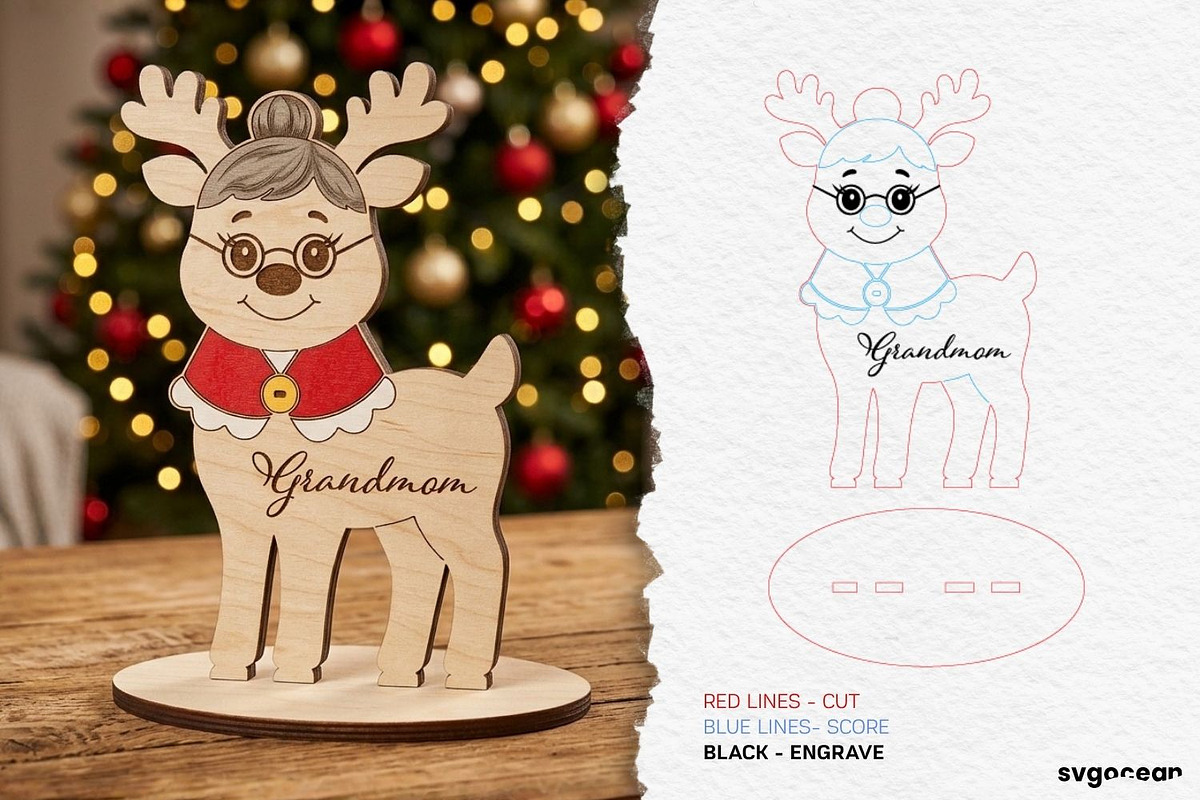 Christmas Reindeer Family SVG Bundle, a Decorative Illustration by svgocean (Photo 11 of 13)