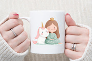 Little Princess and Unicorn Clipart, an Illustration by Sublimation Artist (Thumbnail 5 of 6)