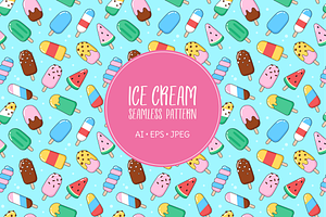 Simple ice cream pattern, an Illustration by Cmeree