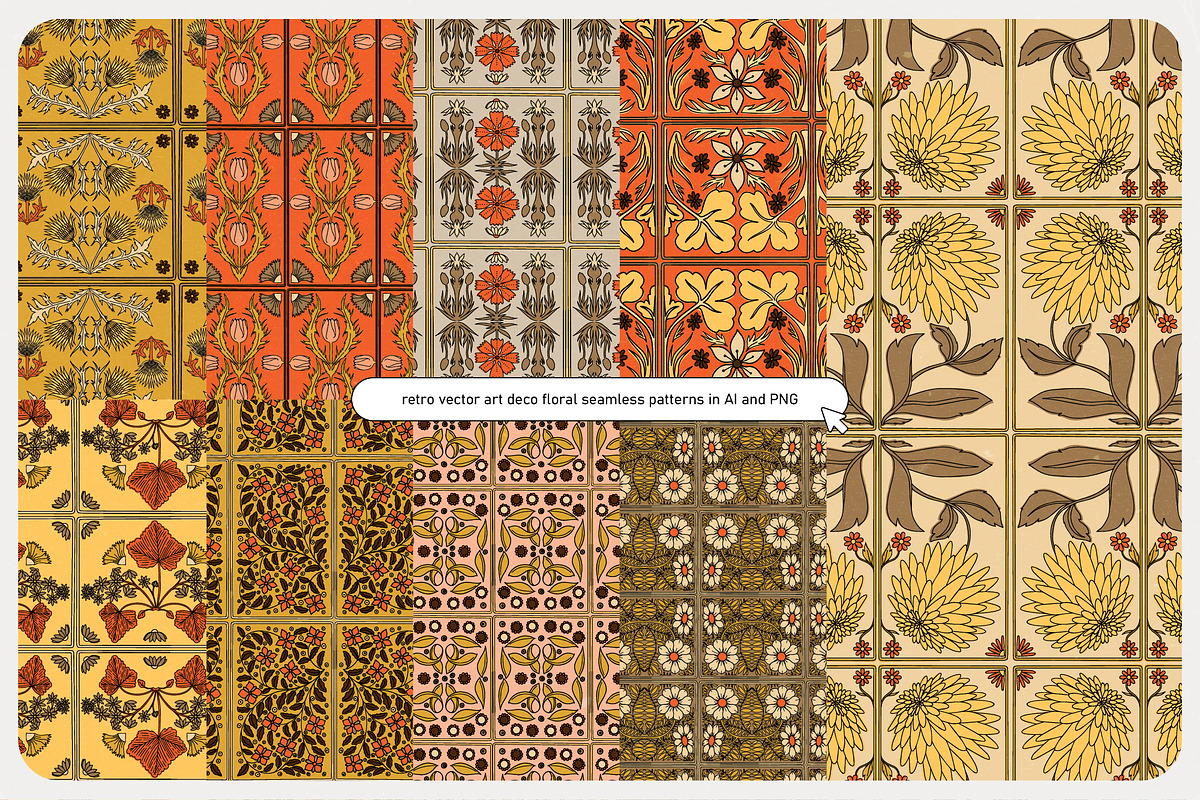 ArtDeco Floral Patterns, a Pattern Graphic by angelainthefields (Photo 3 of 13)