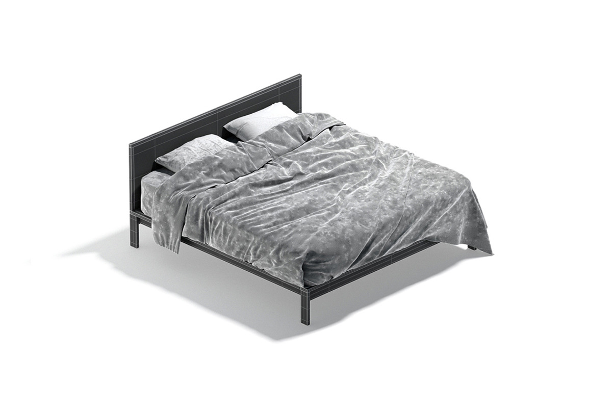 White Wooden Double Bed 3D Model, an Object 3D Model by rebrandy (Photo 9 of 10)