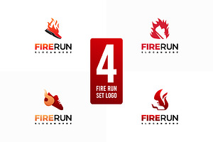 Set of Burning running shoe logo, a Branding & Logo Template by Lucky Creative