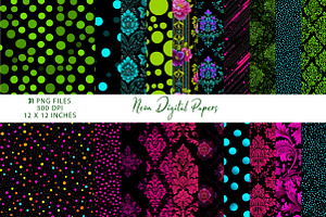 Neon Digital Papers, a Pattern Graphic by CreationArt