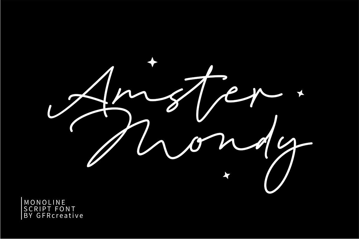 Amster Mondy - Monoline Script, a Script Font by GFRcreative (Photo 1 of 4)