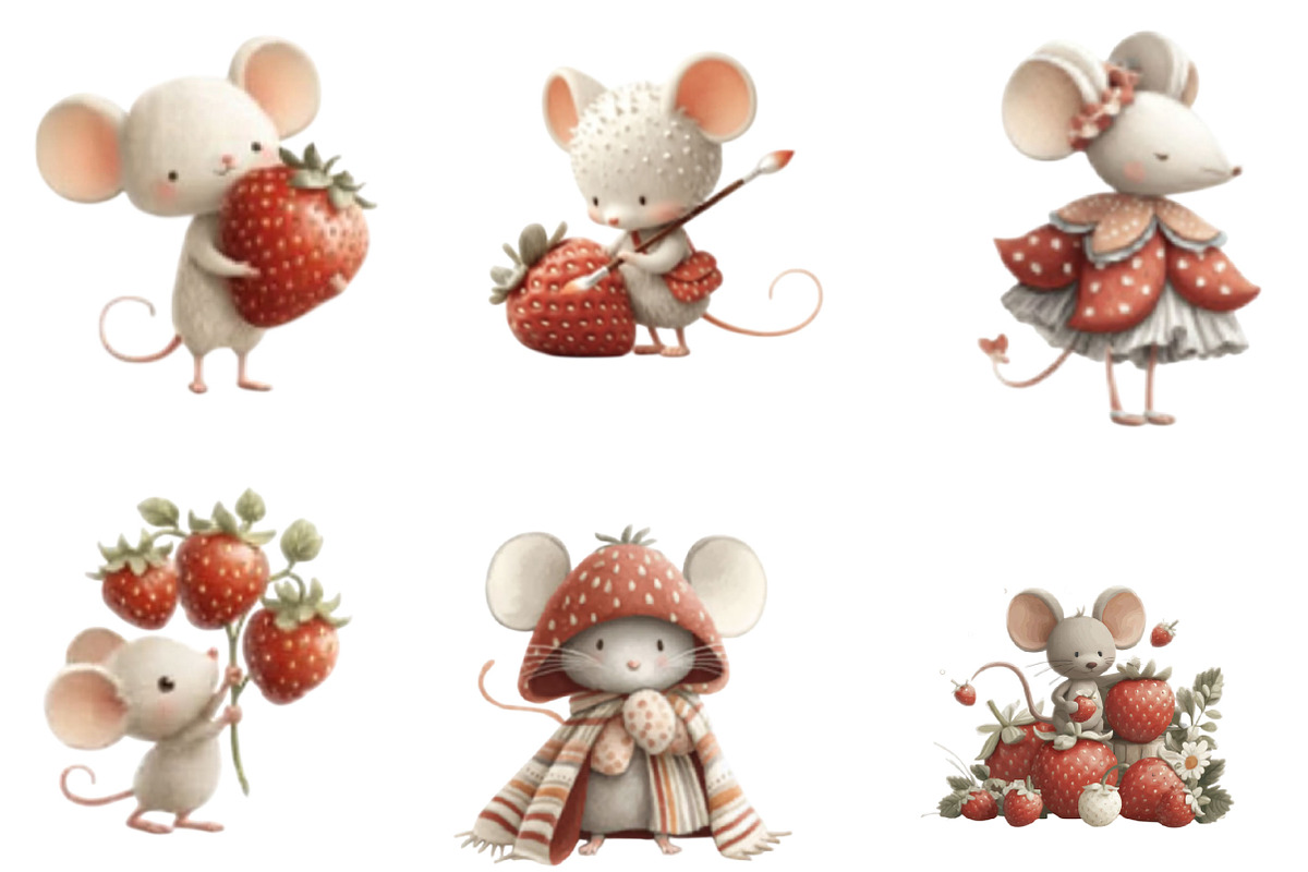 Strawberry Mouse PNG Clipart, a Seasonal Illustration by Designking (Photo 4 of 5)