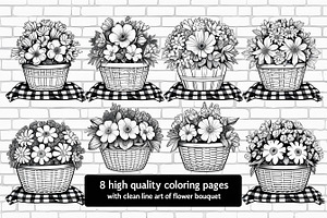Bloom Basket Coloring Pages, an Illustration by yasushie