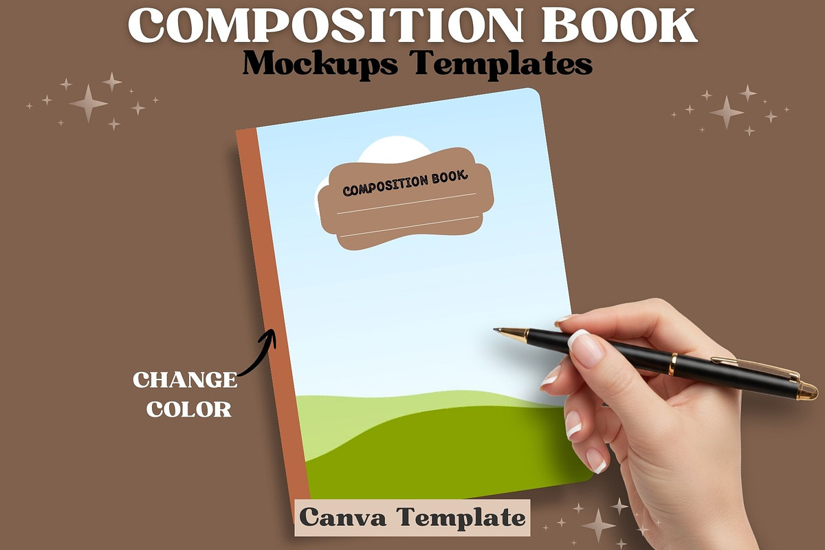 Composition NoteBook Mockup Canva, a Books & Magazine Mockup by GraphiCarola (Photo 1 of 6)