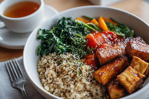 Healthy vegan bowl with quinoa, a Food & Drink Photo by MistyDay