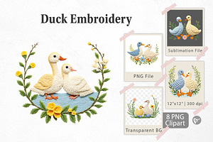 Duck Embroidery Clipart, a Graphic by Artnoy