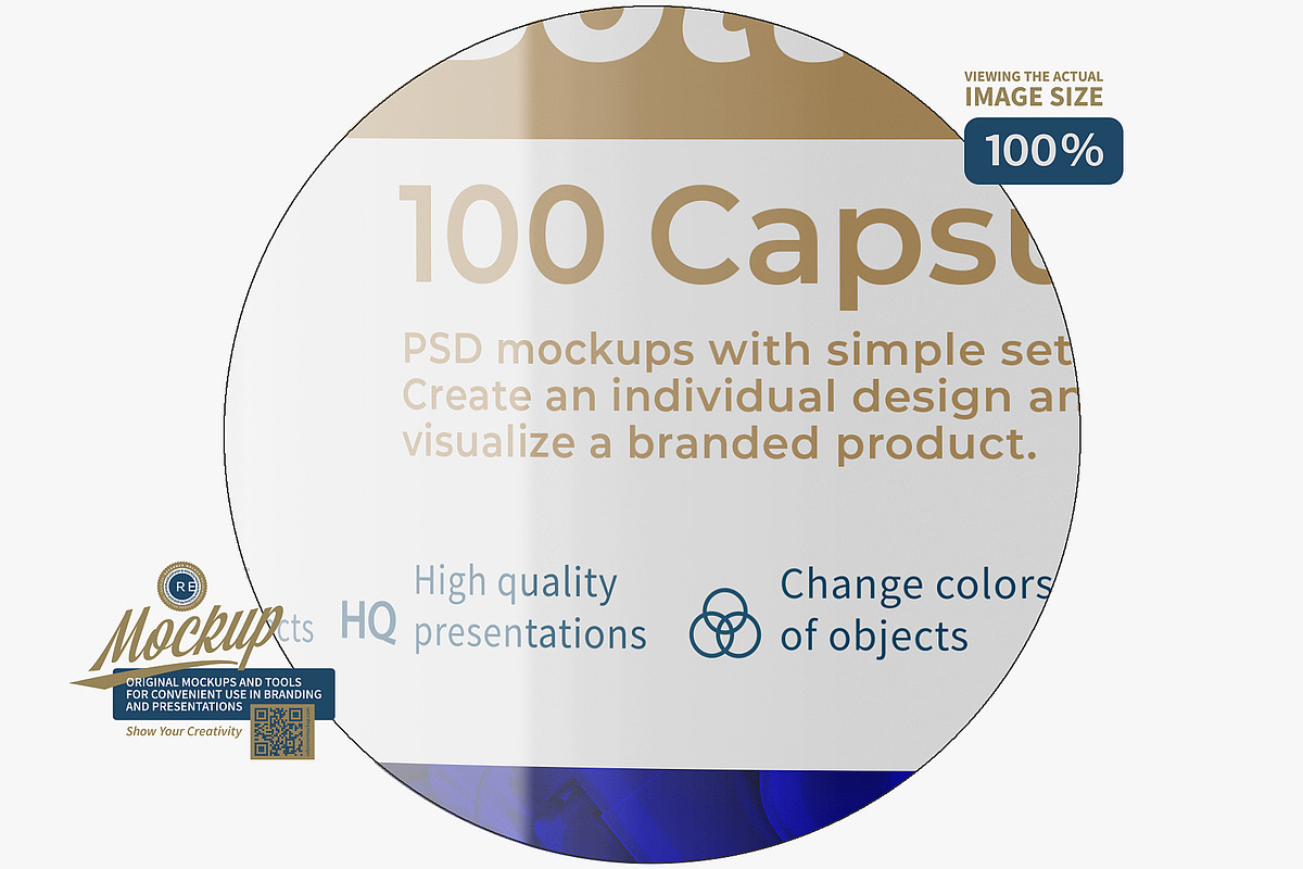 Blue Pills Bottle Mockup, a Packaging Mockup by Reformer Mockup (Photo 4 of 6)