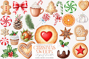 Christmas Sweets Watercolor Clipart, an Illustration by SinaCreation (Thumbnail 1 of 7)