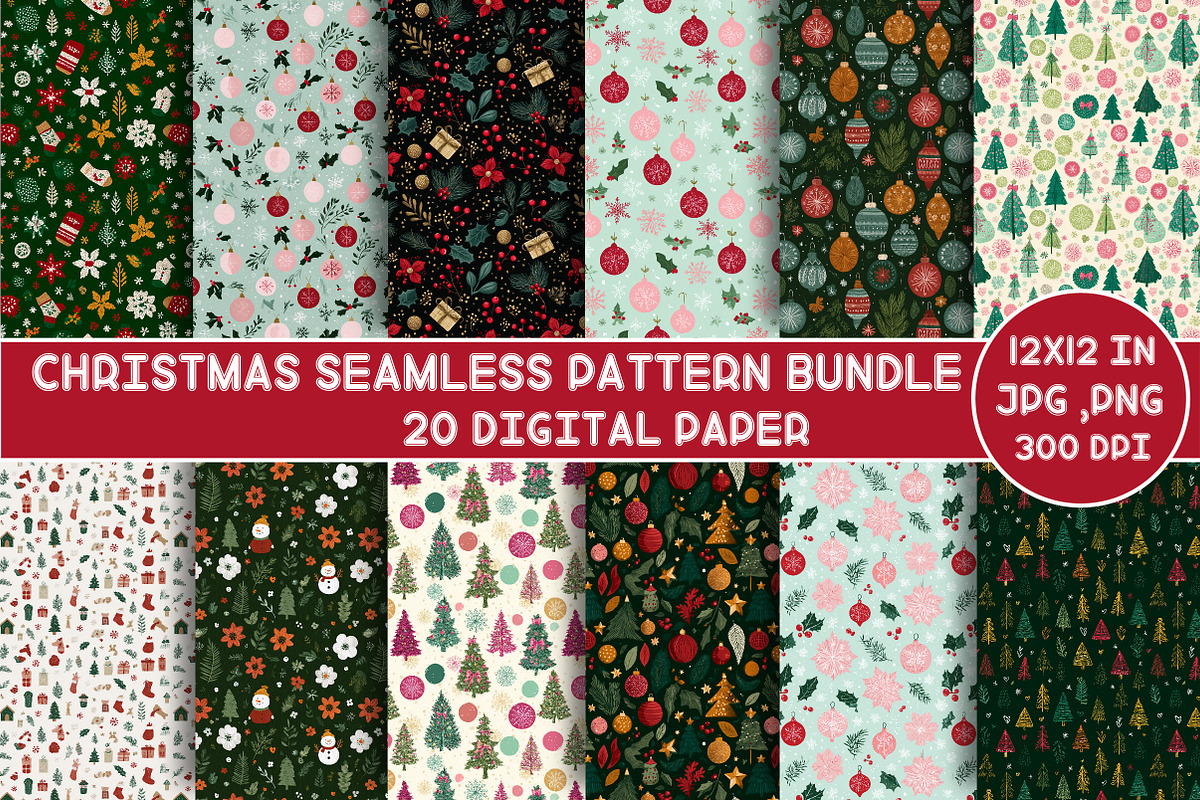 Christmas Seamless Pattern Bundle, a Graphic by Designking (Photo 1 of 4)