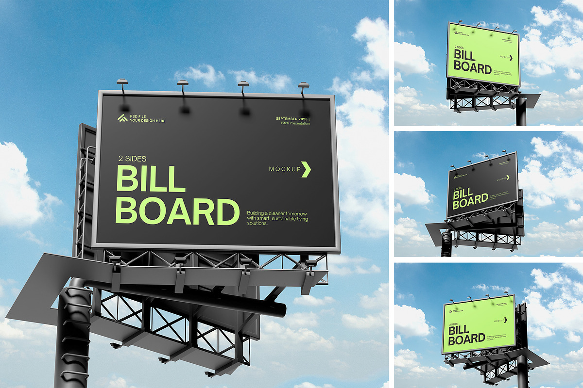 Sides Billboard Mockup, an Advertising Mockup by HanaSaka_Studio (Photo 1 of 5)