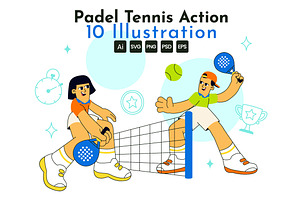 10 Padel Tennis Action Illustration, a Sport Illustration by denayunebgt