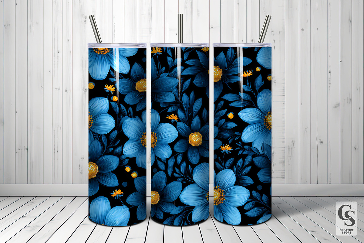 Dark Blue Flowers Seamless Patterns, a Pattern Graphic by Creative Store (Photo 5 of 5)