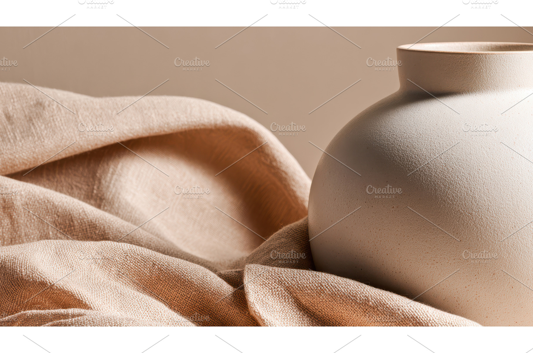 Minimalist Ceramic Vase with Beige, an Abstract Photo by Lermont51