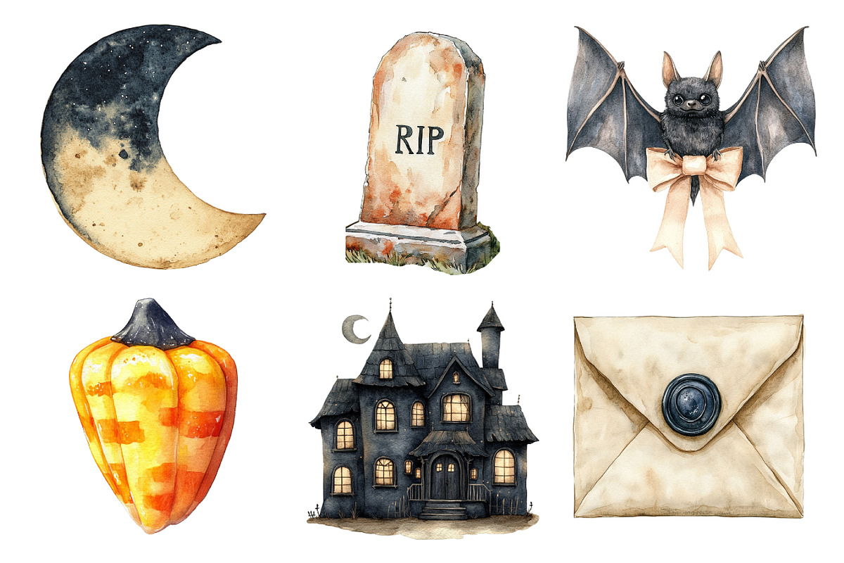 Beige & Black Halloween Clipart, an Illustration by Daily.Designs (Photo 3 of 5)