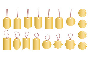 Set of gold holiday price tags and, an Object Illustration by Tati_Kli