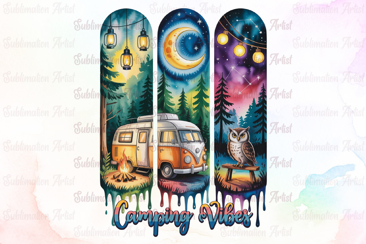Camping Vibes Brushstroke Sublimatio, an Illustration by Sublimation Artist (Photo 1 of 9)