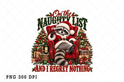 Funny Racoon Christmas Png, a Seasonal Illustration by Watercolor design (Thumbnail 1 of 3)