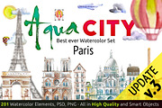 Watercolor set AQUA CITY Constructor, an Illustration by denisespinoza (Thumbnail 1 of 4)