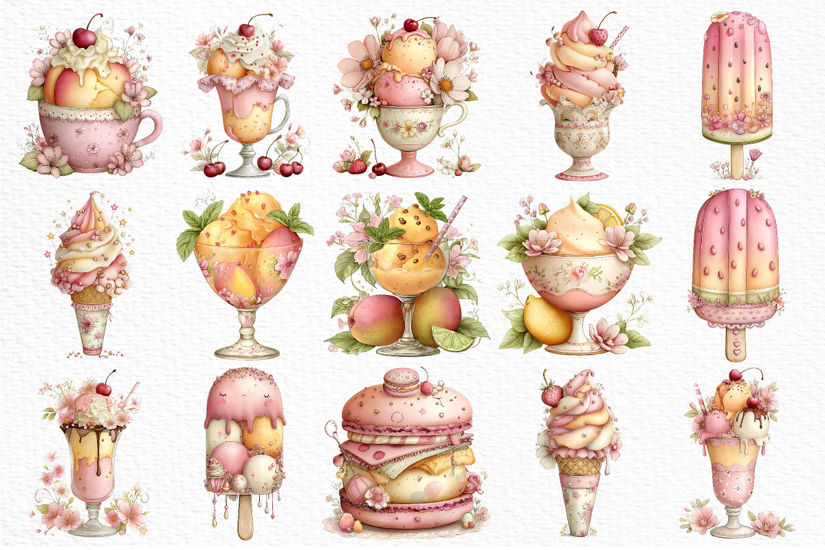 Summer Treats Ice Cream Clipart, an Illustration by Craft Nest (Photo 3 of 12)