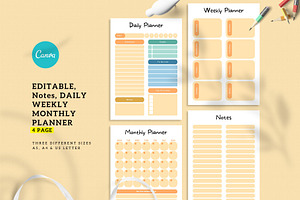 Editable Daily, Weekly, Monthly Plan