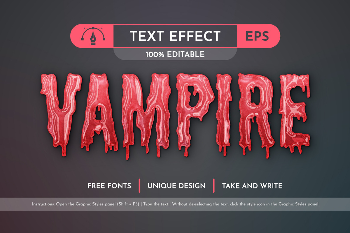 5 Vampire Editable Text Effects, a Layer Style Add-On by rwgusev (Photo 7 of 7)