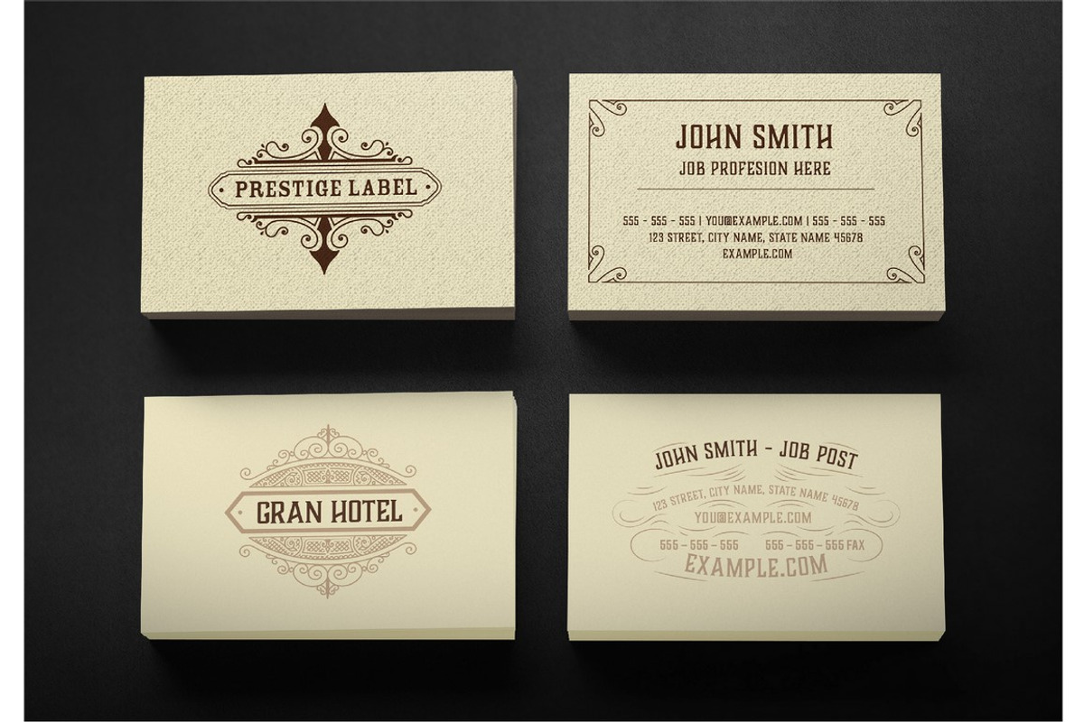 Vintage Business Cards Layout with O, a Flyer Template by OneVectorStock