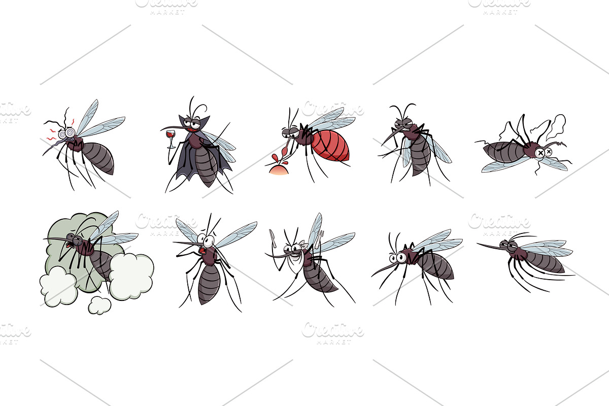Cartoon mosquito character. Funny, an Animal Illustration by YummyBuum