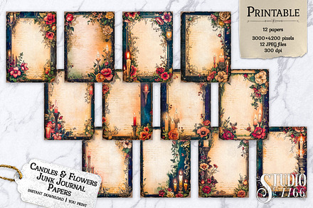 Candles and Flowers Journal Papers, a Background Graphic by Studio 7766