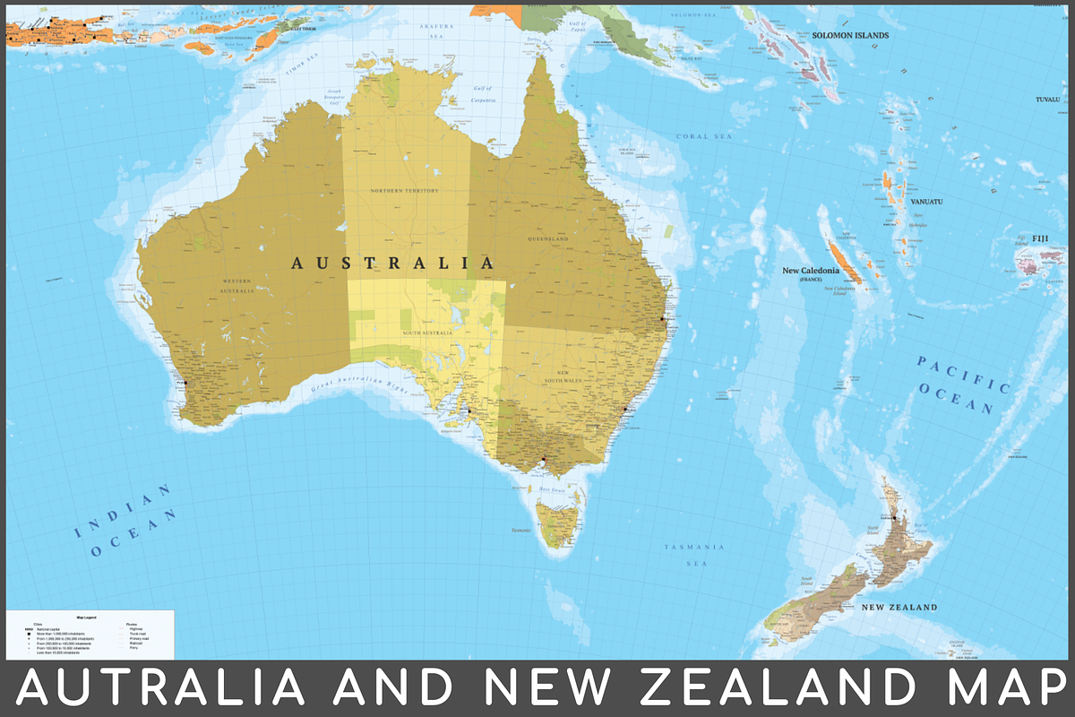 Australia and New Zealand map, a Work Illustration by Cartorical (Photo 1 of 8)