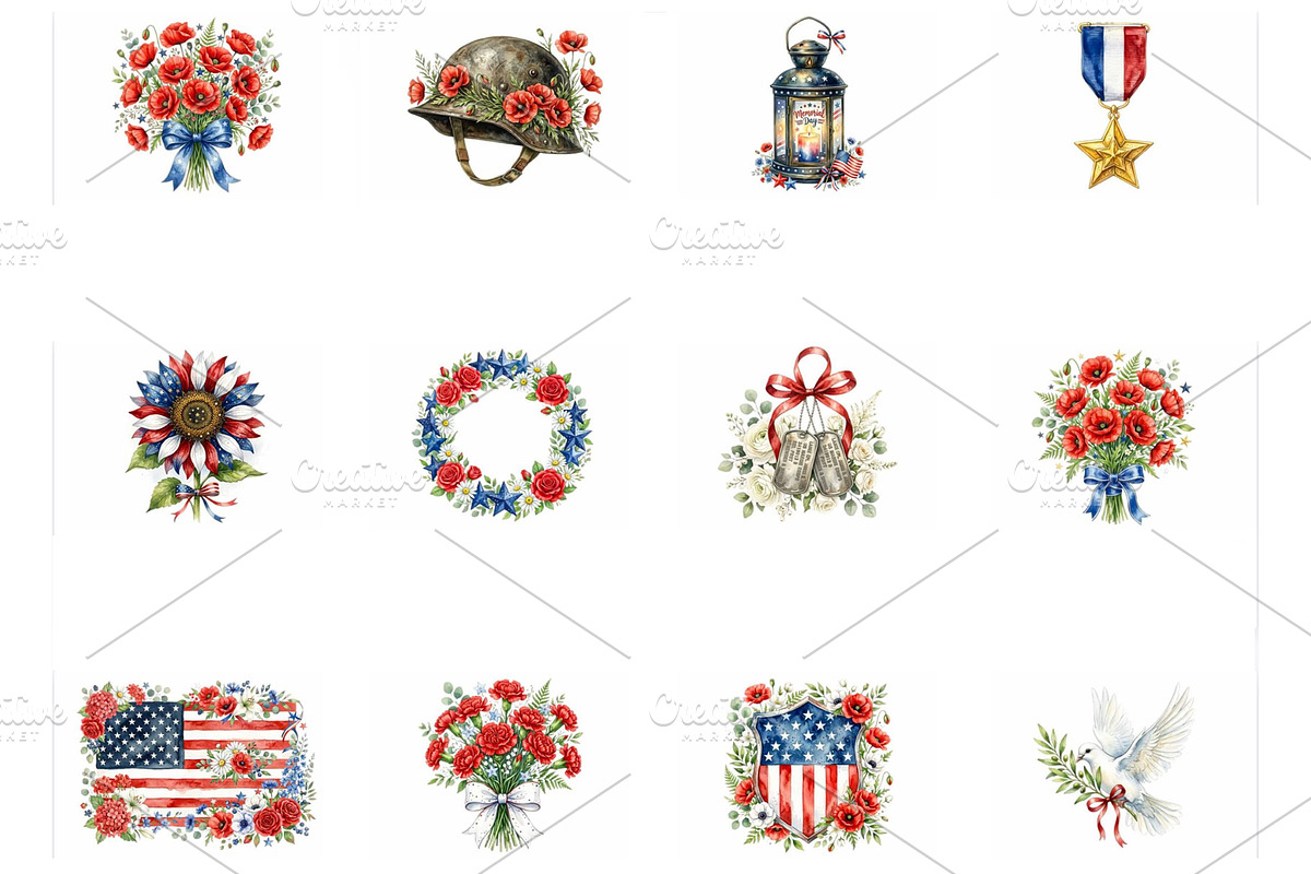 Memorial Day Patriotic Clipart PNG, an Object Illustration by VetalStock (Photo 2 of 3)